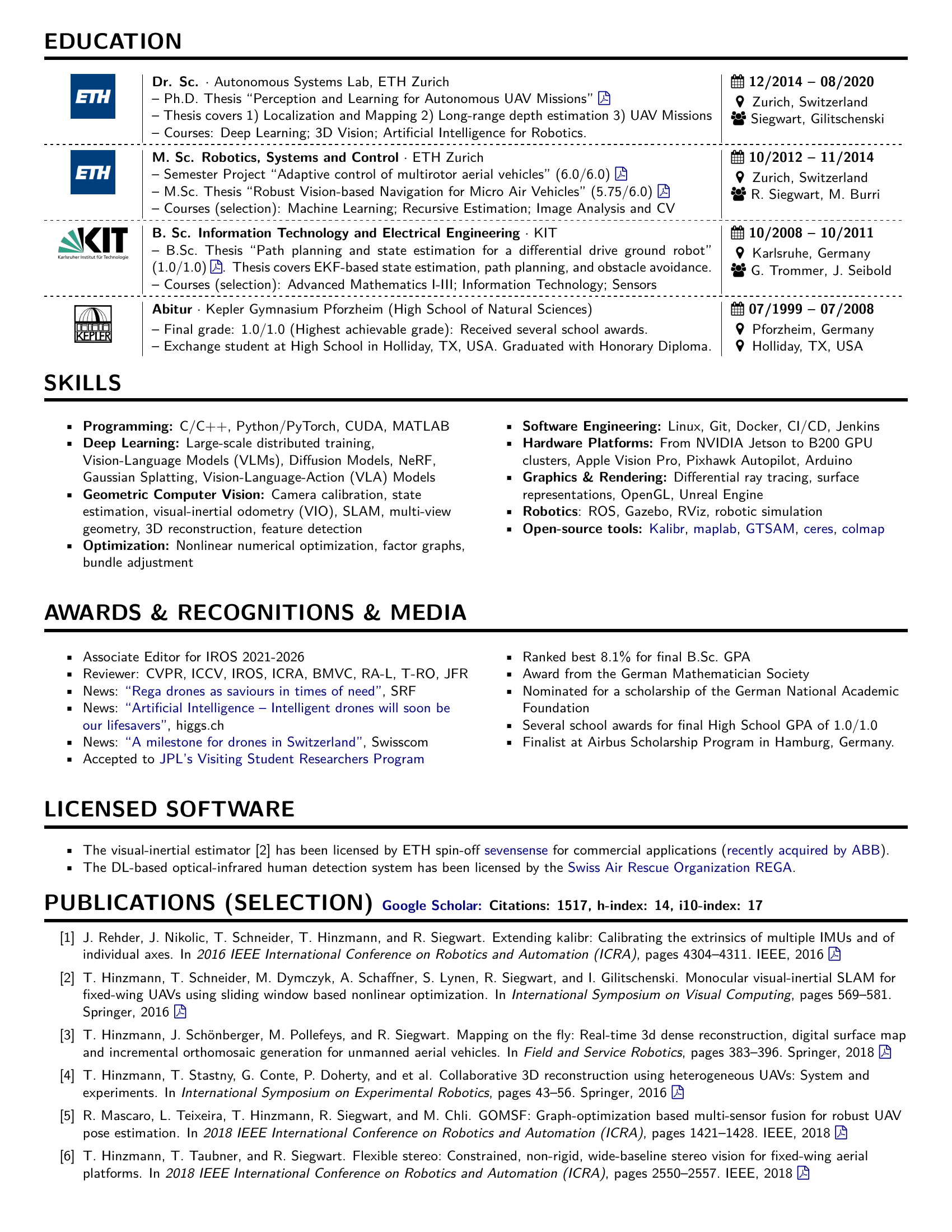 Timo Hinzmann CV — page 2